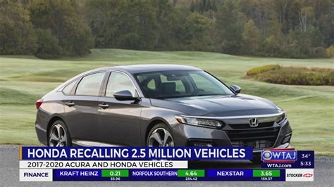 2.5M Honda, Acura vehicles recalled over defect linked to engine failure, stalling